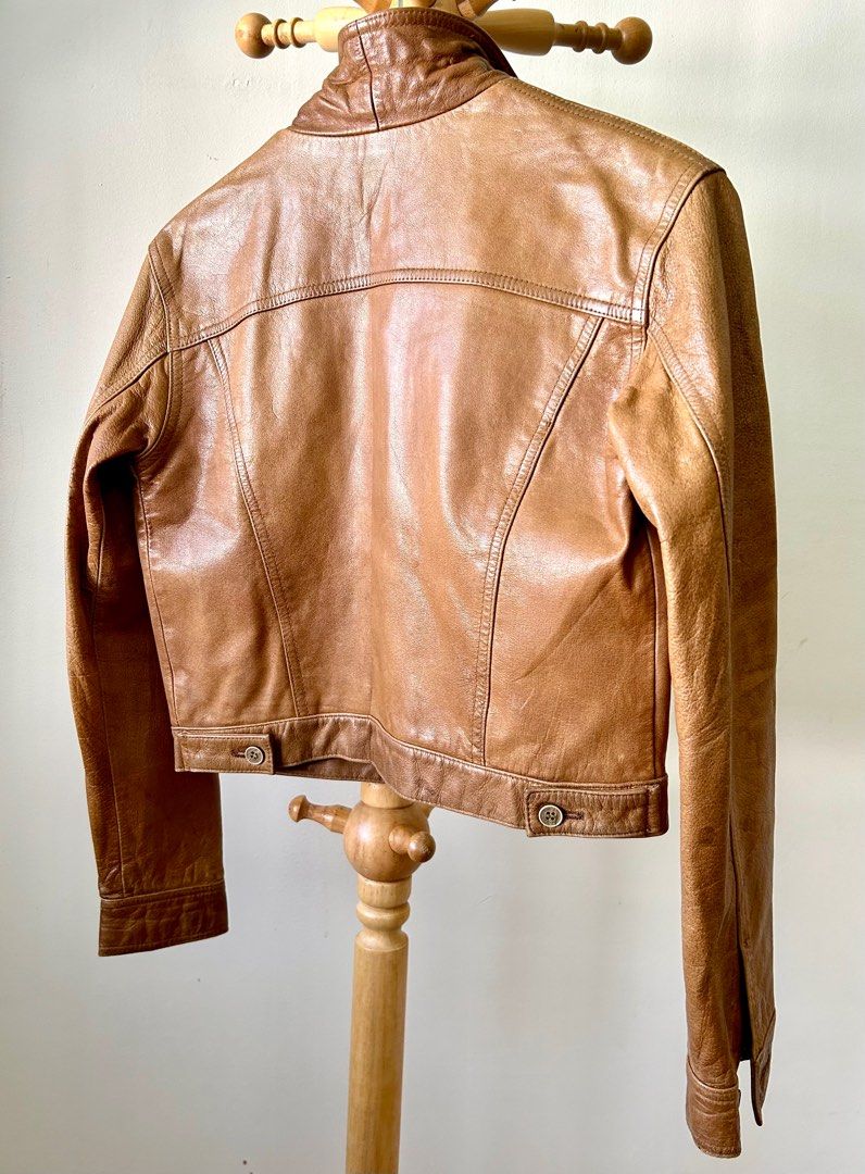 Vintage Paco Rabanne cow leather jacket French trucker Women s Fashion Coats Jackets and