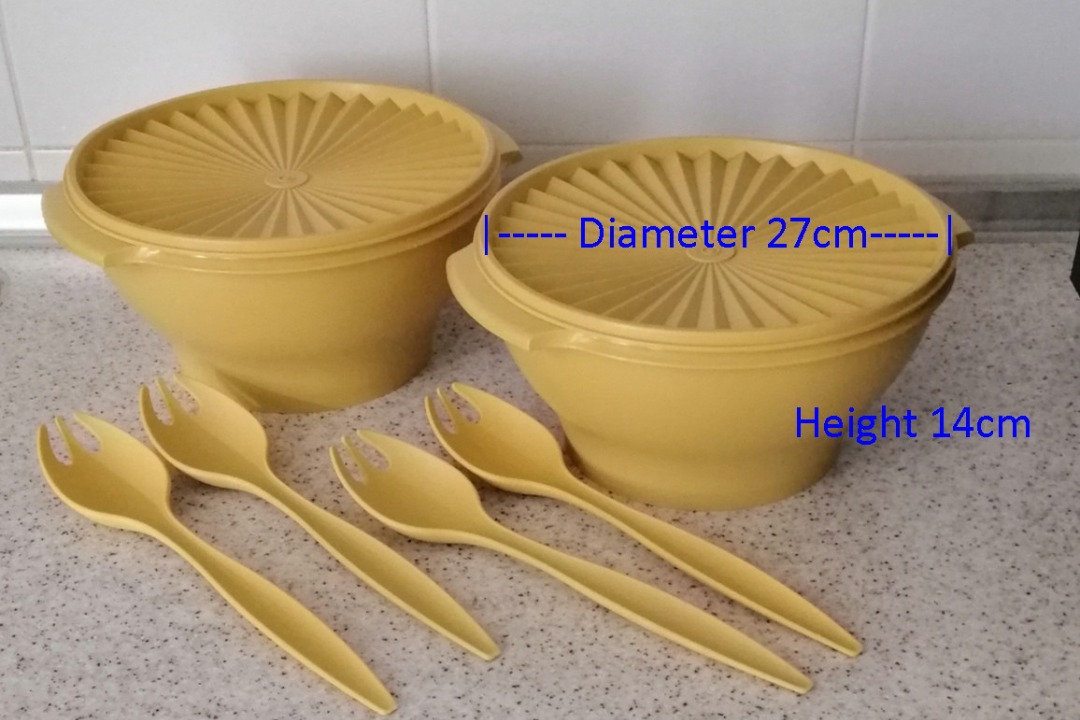 Tupperware Salad Set Salad Bowl 6 Serving Bowls Vintage Gold