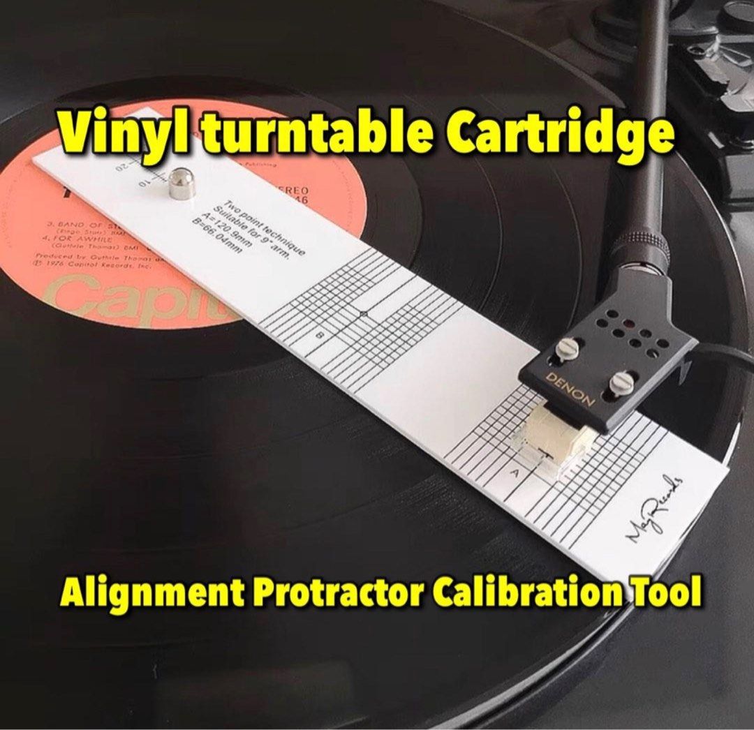Vinyl Turntable Cartridge Alignment Protractor Calibration Tool, Audio