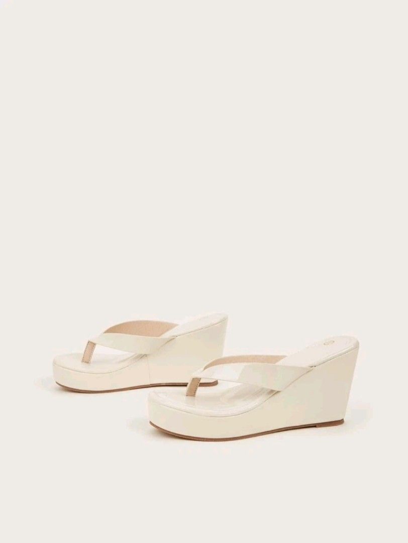 White wedge mule sandals sale