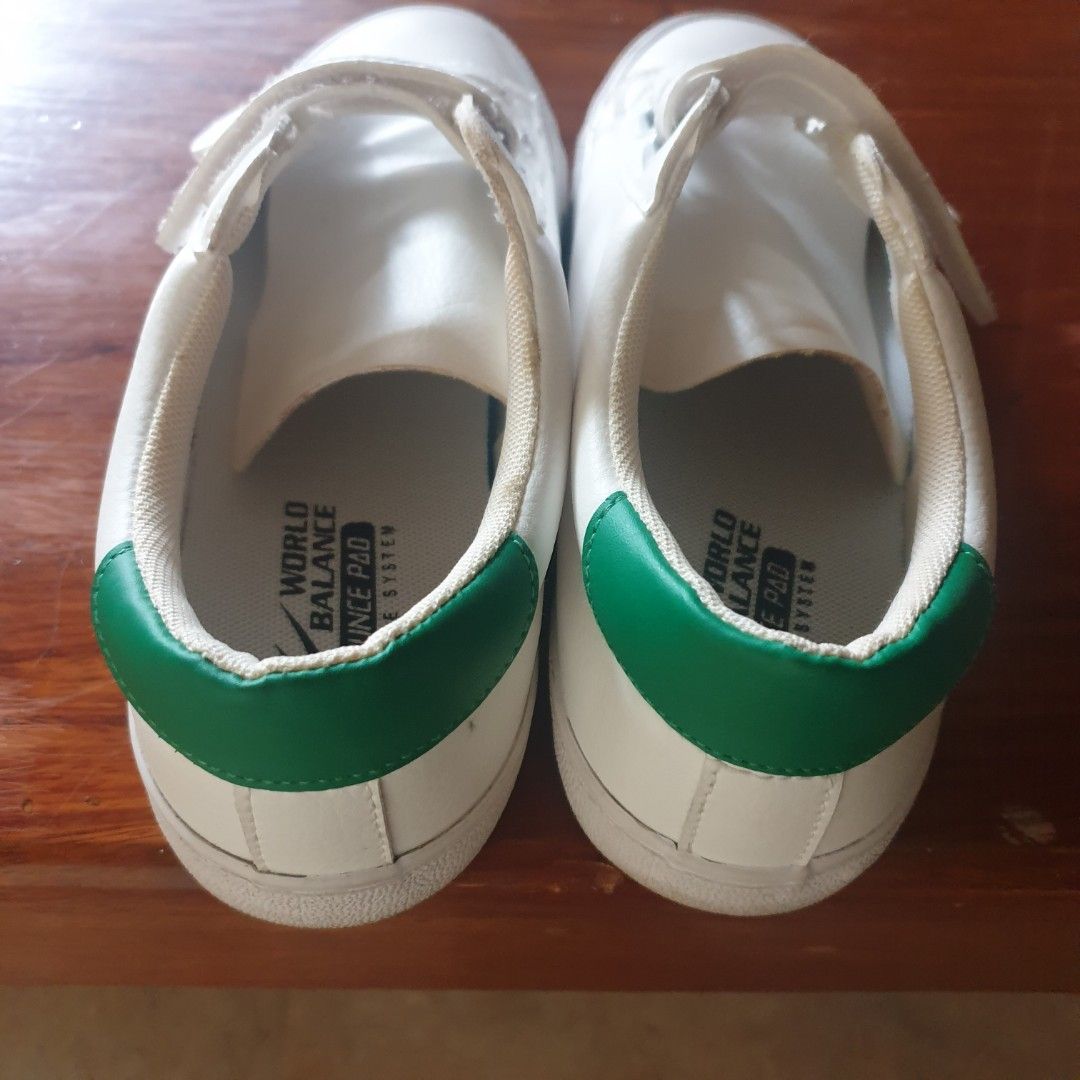World Balance Strap-On White Sneakers (Category: Sneakers) located in Quezon City. Submitted by quirquee (Listing ID 1261638968, Image 3). Description: Used a few times only. Still clean. This style is for teens, but can fit women too..