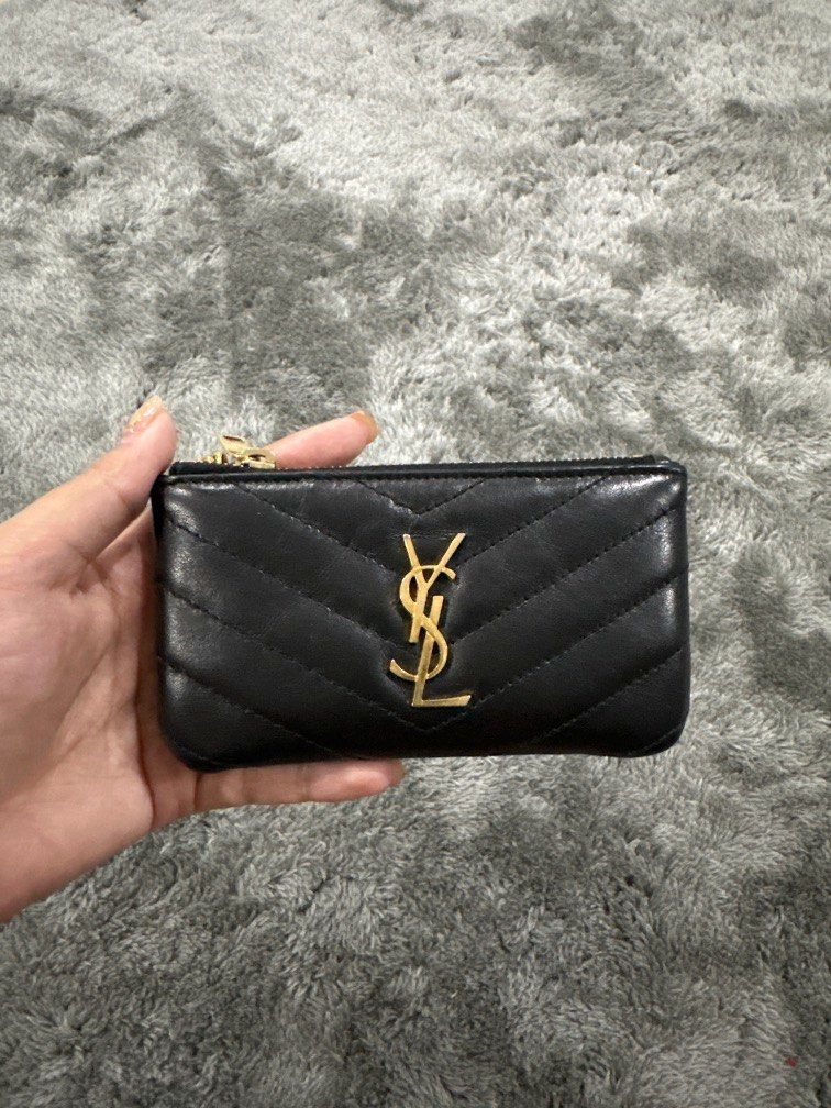 Monogram YSL Grain de Poudre Key Pouch on Chain