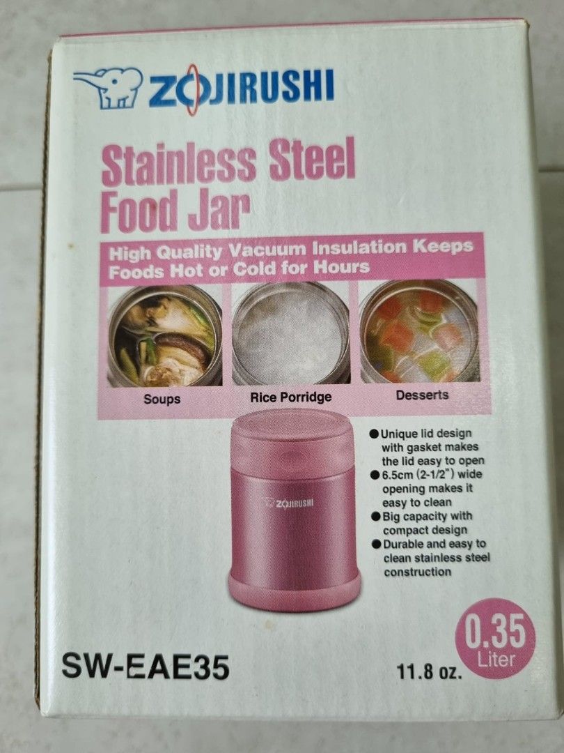 Zojirushi Stainless Steel Food Jar SW-EAE35, 12 oz., Shiny Pink