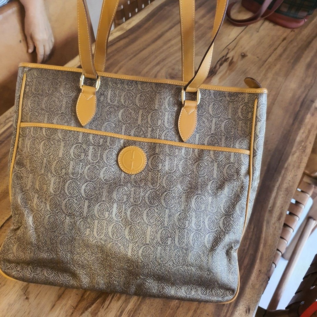 GUCCI Vintage Leather Tote Bag, Luxury, Bags & Wallets on Carousell