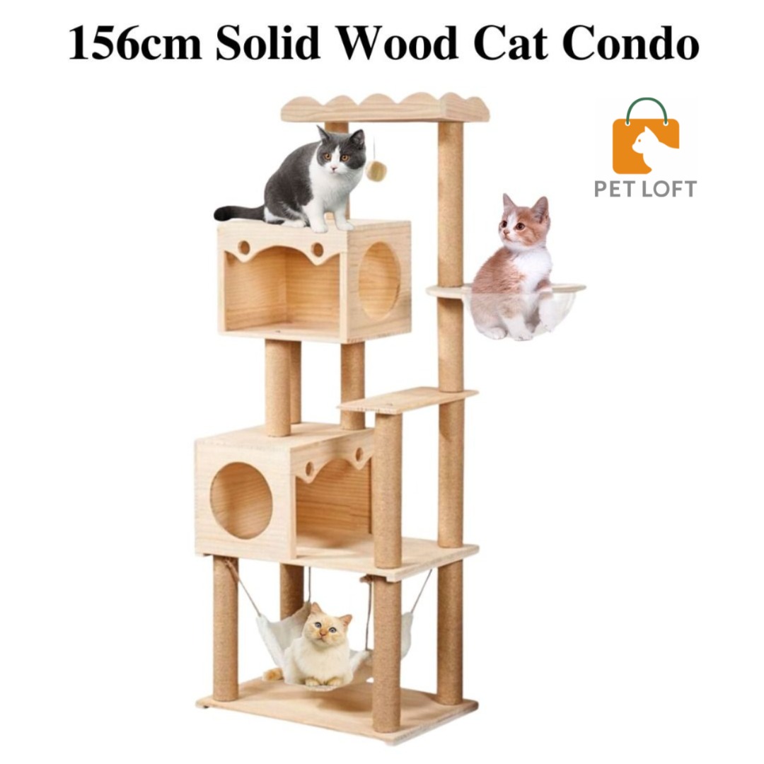 156cm Cat Condo Solid Wood Cat Condo Cat Tree Cat Post Wooden Cat Condo