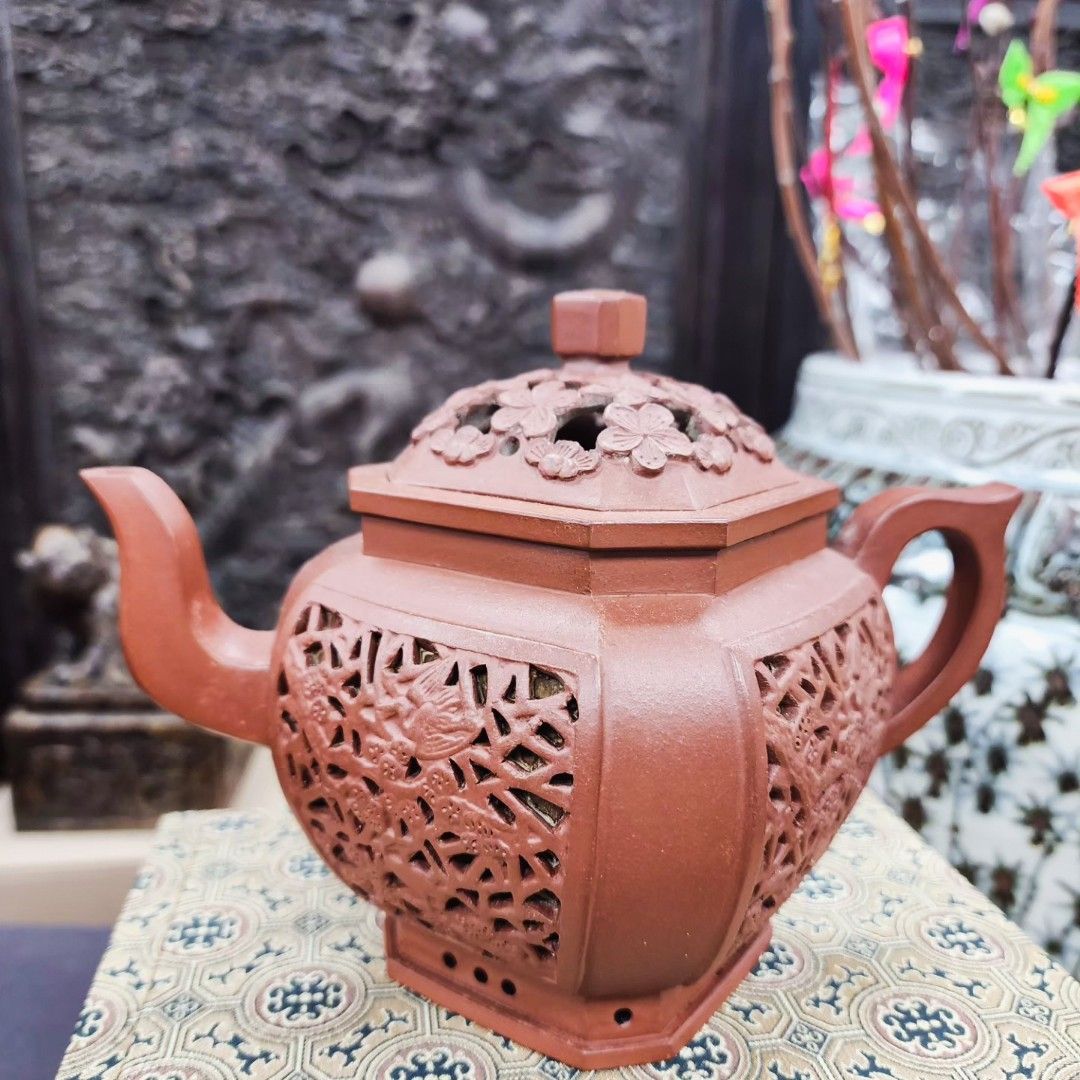 新作登場中國宜興 紫砂壺　急須 茶壺 茶器 茶道具 在銘 梅の壺 工芸品