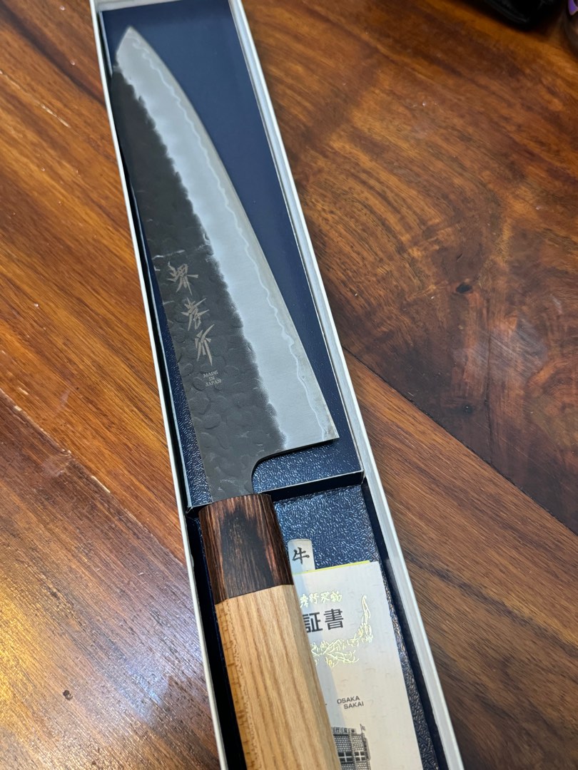 全新] 堺孝行黑打鎚目超青鋼牛刀210mm Japanese Kitchen Knife, 傢俬