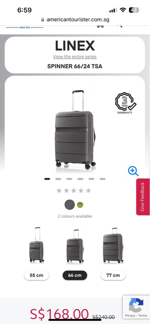 American Tourister LINEX Spinner 66/24 TSA, Hobbies Toys, Travel