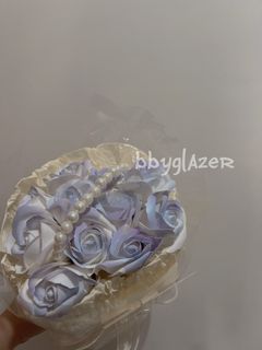artificial 11 purple soap roses bouquet