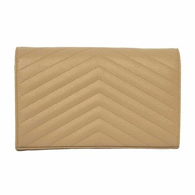 Ysl Envelope Chain Wallet Dark Latte