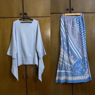 Baby blue kurung  Size : top free size, skirt XS/S  Condition: Good. Wore once for wedding theme.  RM60