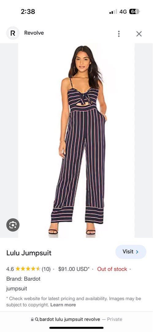 Bardot striped sales jumpsuit
