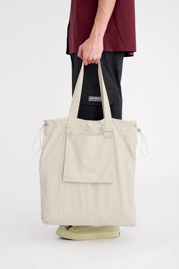 Beyond The Vines Drawstring Toggle Tote in Cream