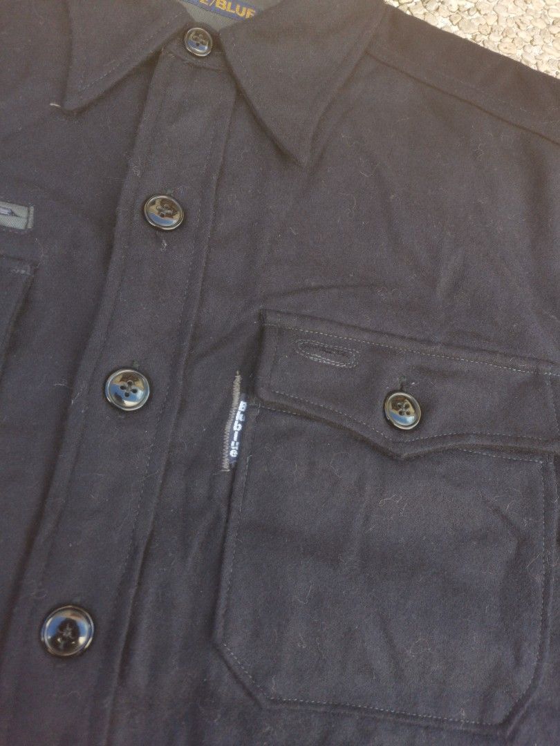Blue/Blue Japan Wool Utility Overshirt, Men's Fashion, Coats, Jackets ...