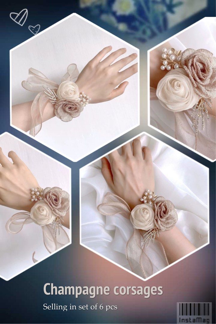 2024 new stocks 6 pcs ROM Boutonniere Wrist Corsage Wristband