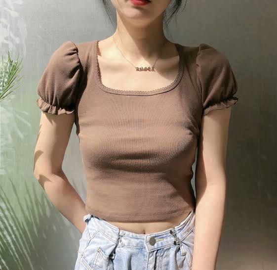Brandy melville kehlani brown crop top  y2k coquette dollette fairycore  cottagecore softgirl, Women's Fashion, Tops, Shirts on Carousell