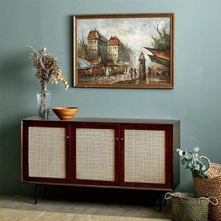 Camille Rattan Wicker Walnut Sideboard Cabinet (Clearance Sale)