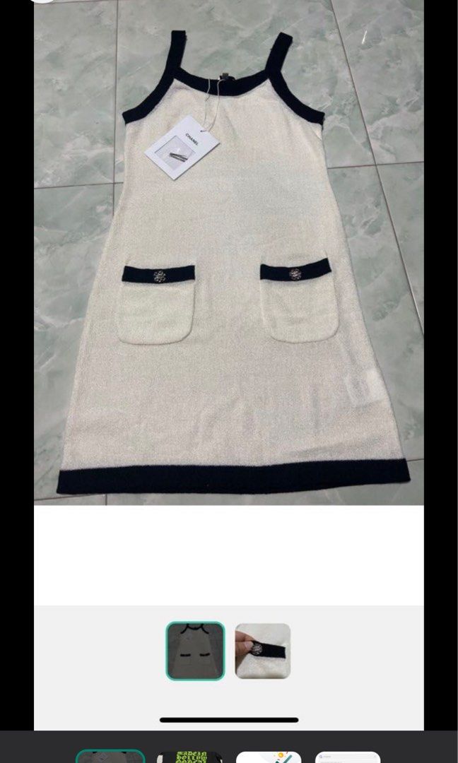 Chanel white knit dress, Luxury, Apparel on Carousell