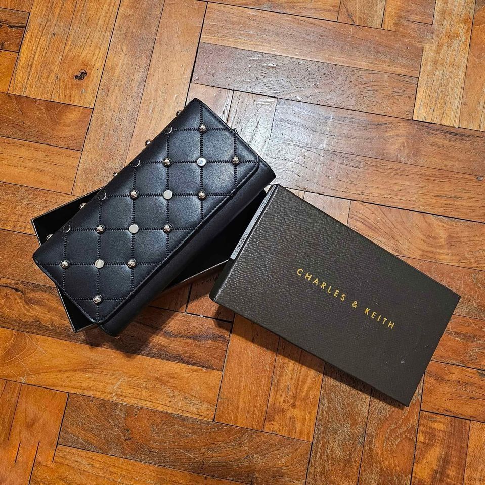 Charles Keith Black Studded Clutch Bag Wallet Women s Fashion