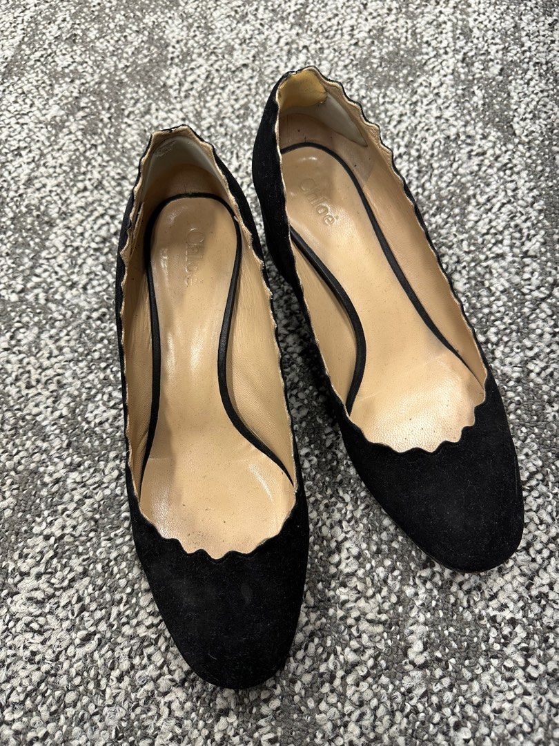 Chloe Black scalloped heels sz 36