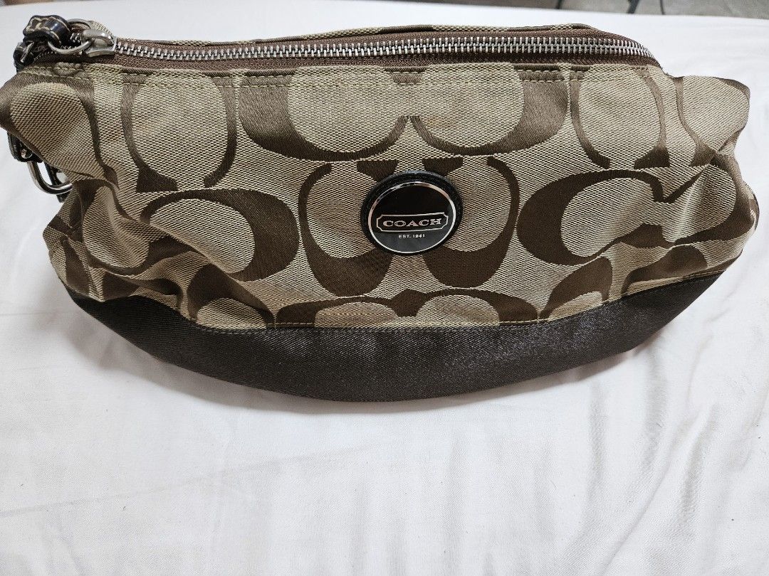 Coach, Bags, Coach Vintage Signature Stripe Small Baguette Pochette