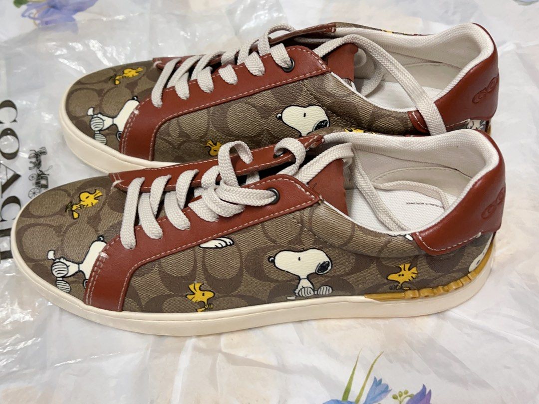 Coach Peanuts Clip Low Top Sneaker Snoopy Woodstock, 名牌, 鞋及波
