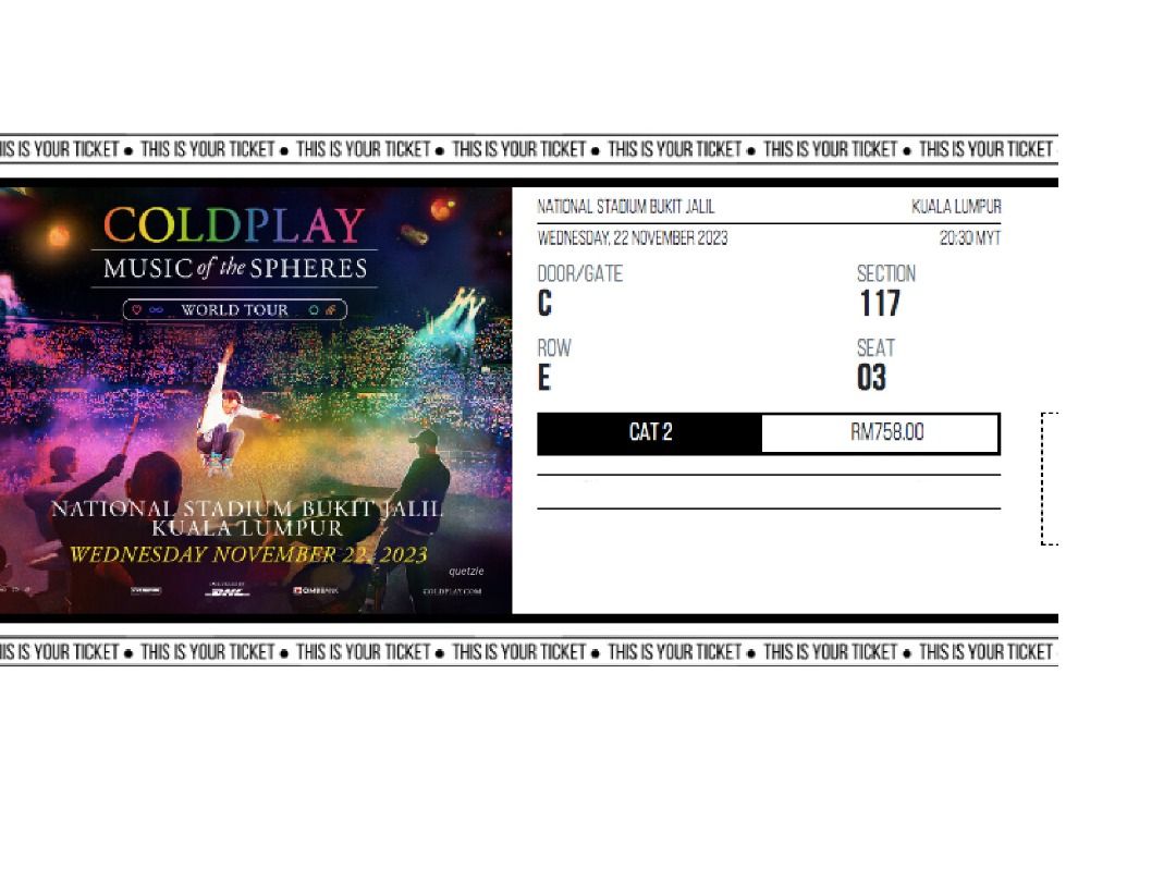 Coldplay 11/7 チケット２枚転売目的ではありません赤字です - 海外