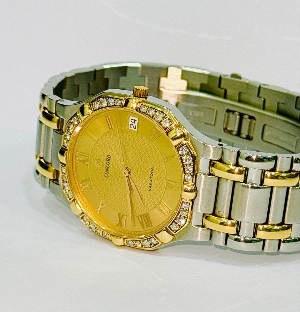 Concord Saratoga Stell/18K Gold Diamond Watch (W0795), Luxury, Watches on  Carousell