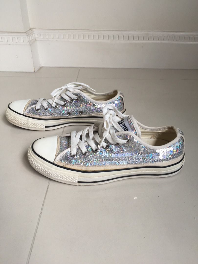 Rainbow glitter converse top