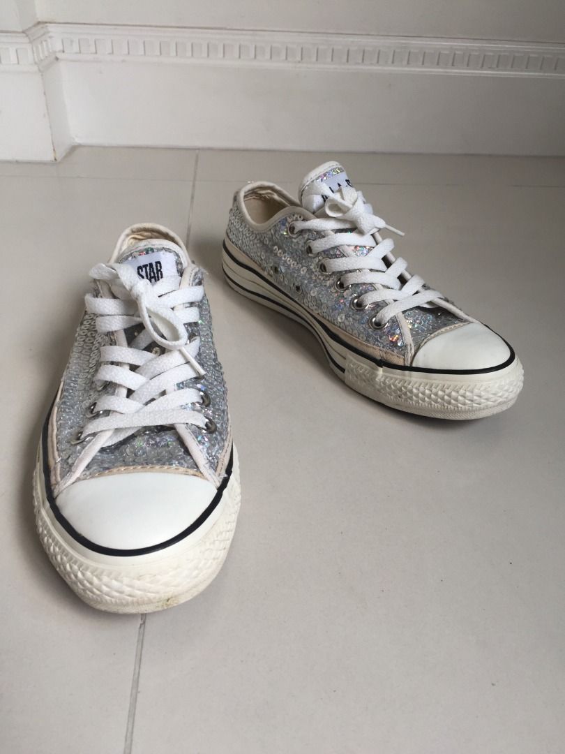 Rainbow glitter converse top