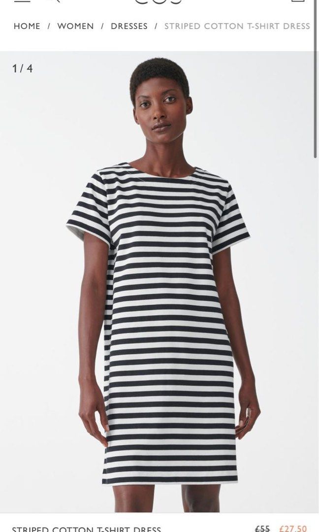 COS Stripe Cotton T Shirt Dress in XS Women s Fashion Dresses