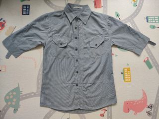 Louis Vuitton Men's XL Monogram Bandana Blue Button Down Short Sleeve Shirt  86lk