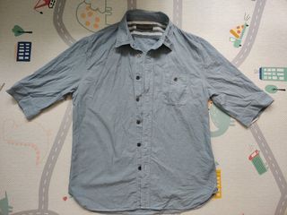 Watercolor striped monogram workwear denim shirt, Men's Fashion, Tops &  Sets, Tshirts & Polo Shirts on Carousell