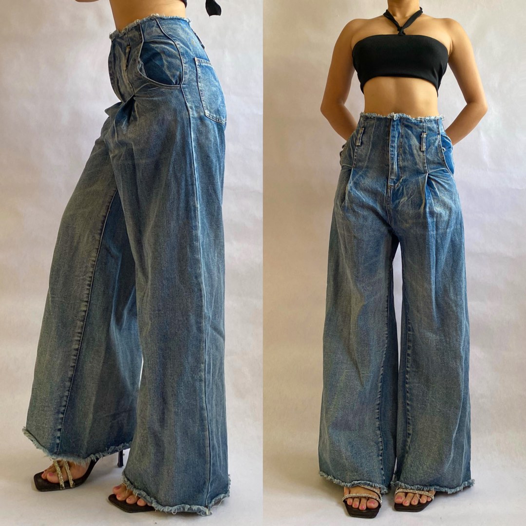 High Waist Wide Leg Denim Pants