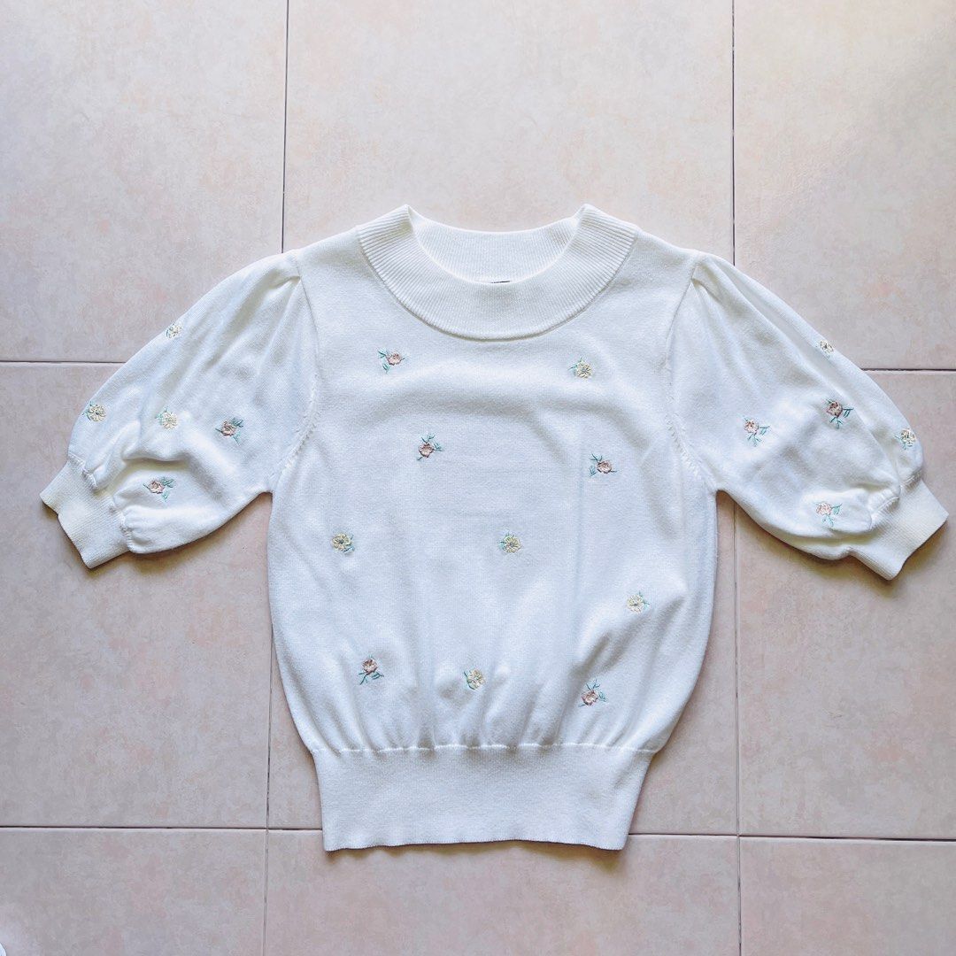 White hot sale embroidered sweater