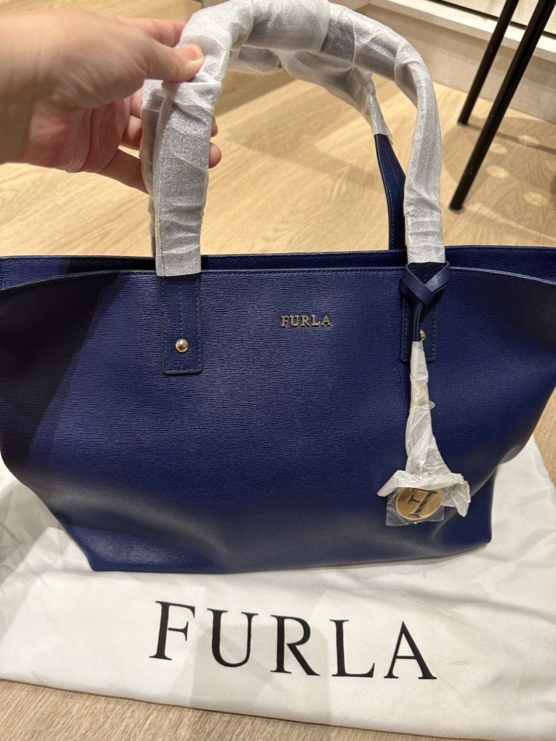 Furla leather bag brand new unused navy blue