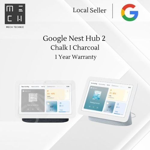Google Nest Hub with Google Assistant (Chalk/Charcoal) Smart