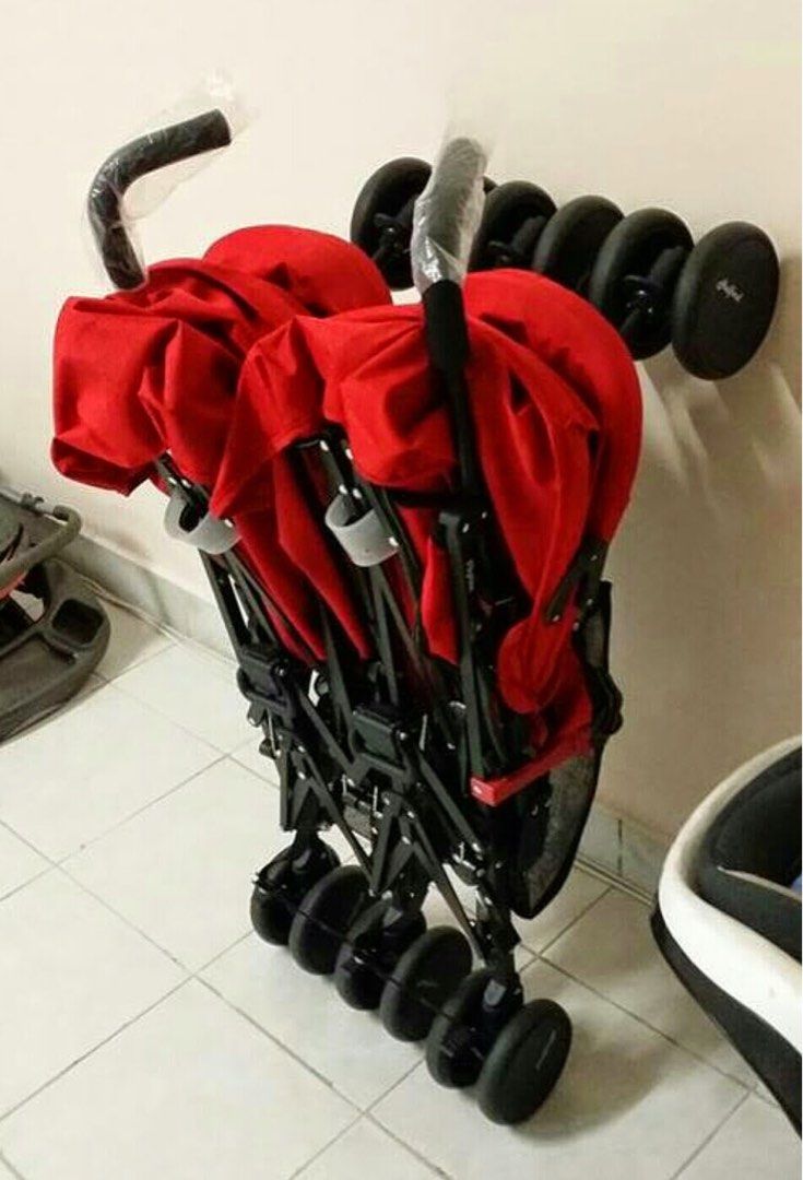 Halford Fliplite Red Twin Stroller Babies Kids Going Out