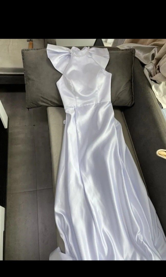 HALTER WHITE MIKADO SATIN WEDDING GOWN