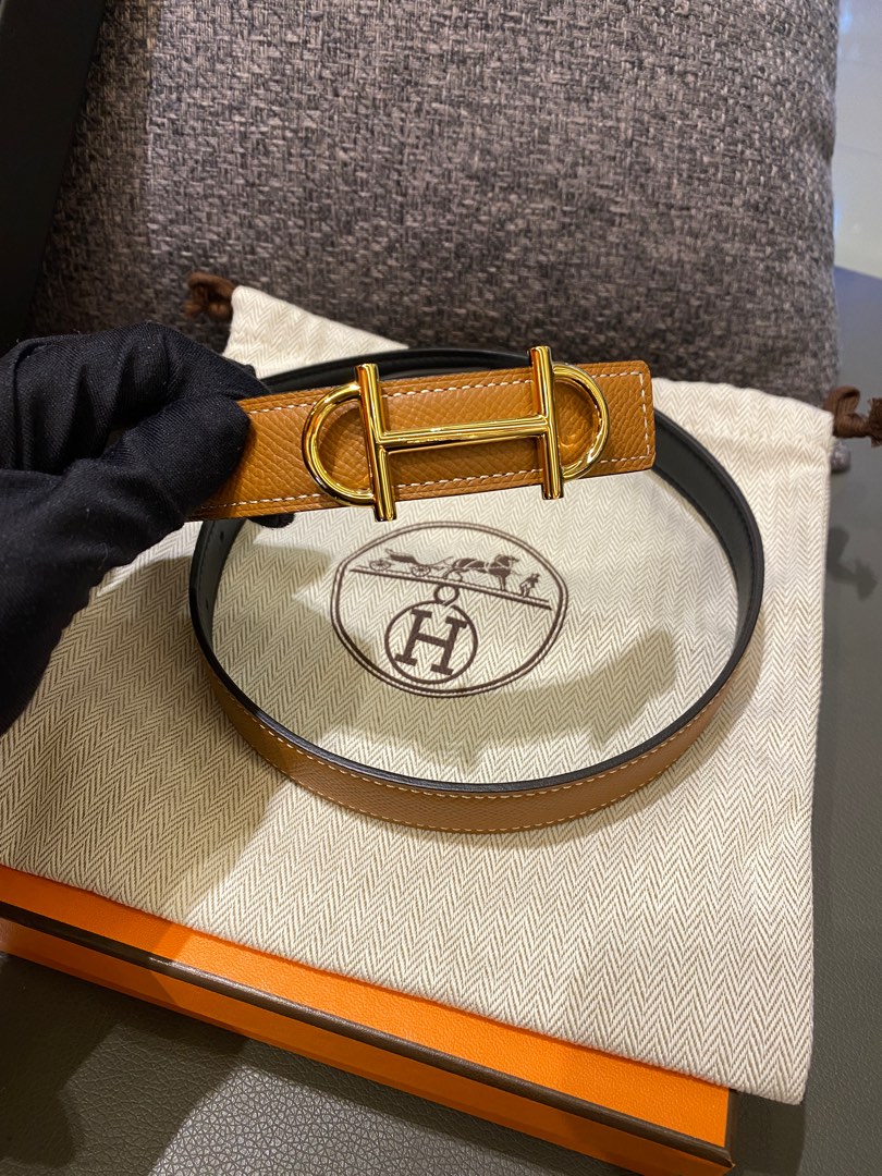 Hermes Gamma Belt in Gold/ Black GHW, Luxury, Accessories on Carousell