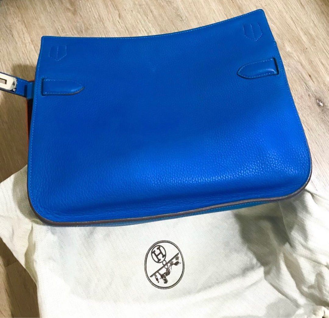 Hermes Jypsiere 34 Shoulder Bag Taurillon Clemence Blue, Women's