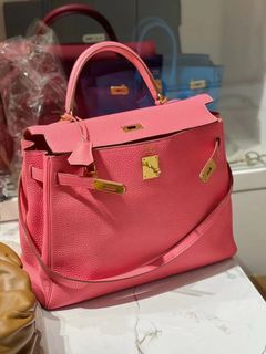 Hermès Rose Tyrien Epsom Kelly Pochette Gold Hardware, 2013