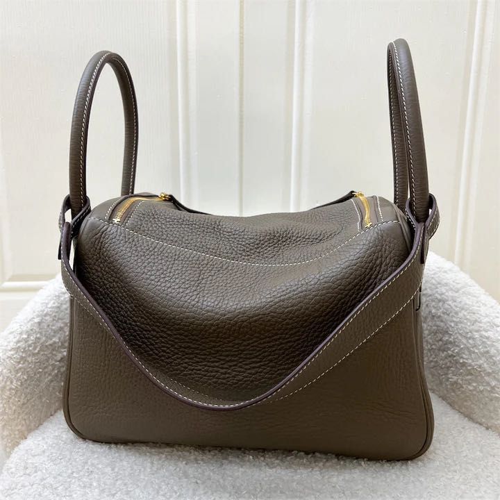 Hermes Etoupe Gray Clemence Lindy 26 Handbag Bag