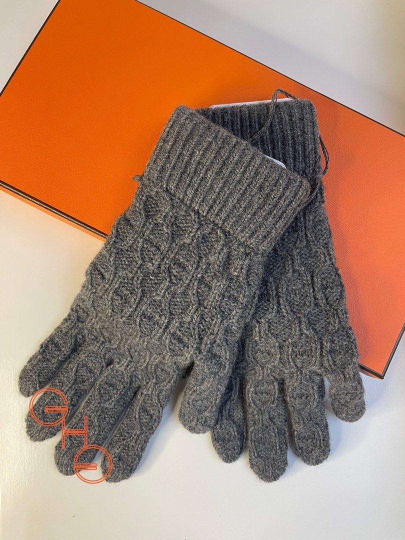 Hermes Tri Maillon gloves / Size: M / Gris CHine( Brand New