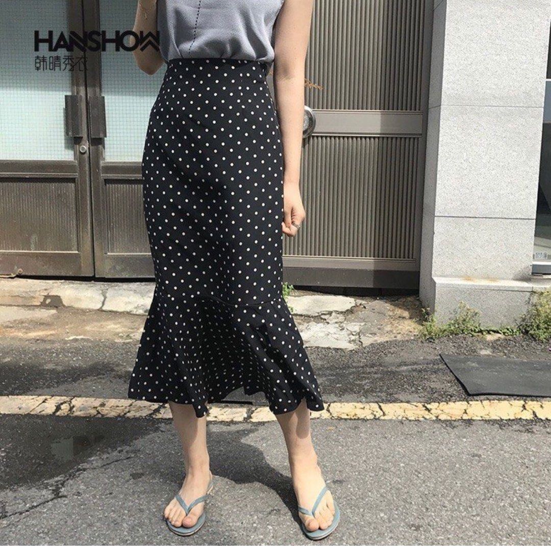 High waist shop chiffon midi skirt