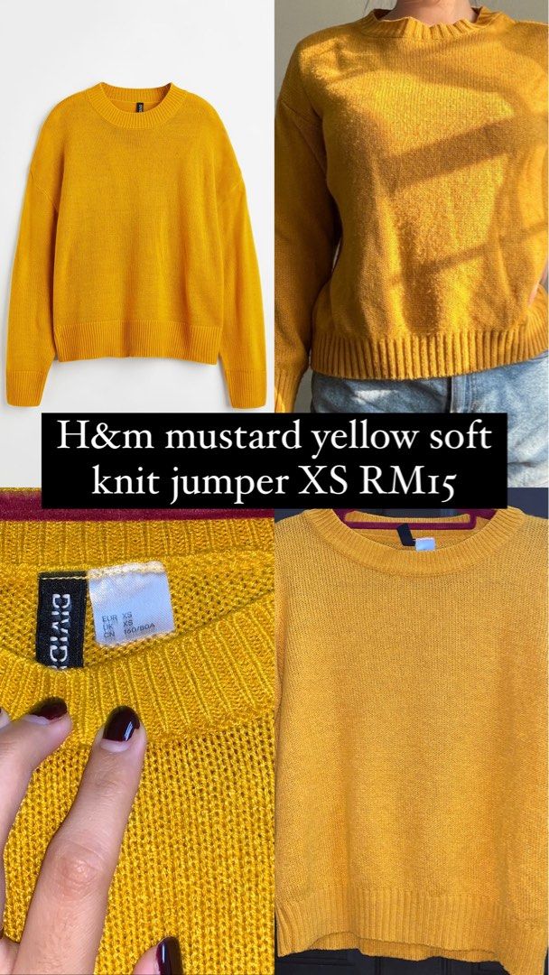H m mustard yellow soft knit jumper