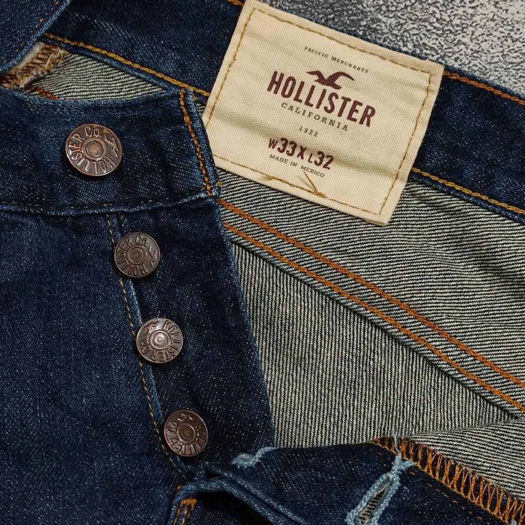 Hollister Blue Indigo Denim Button Fly Jeans from Mexico Fesyen
