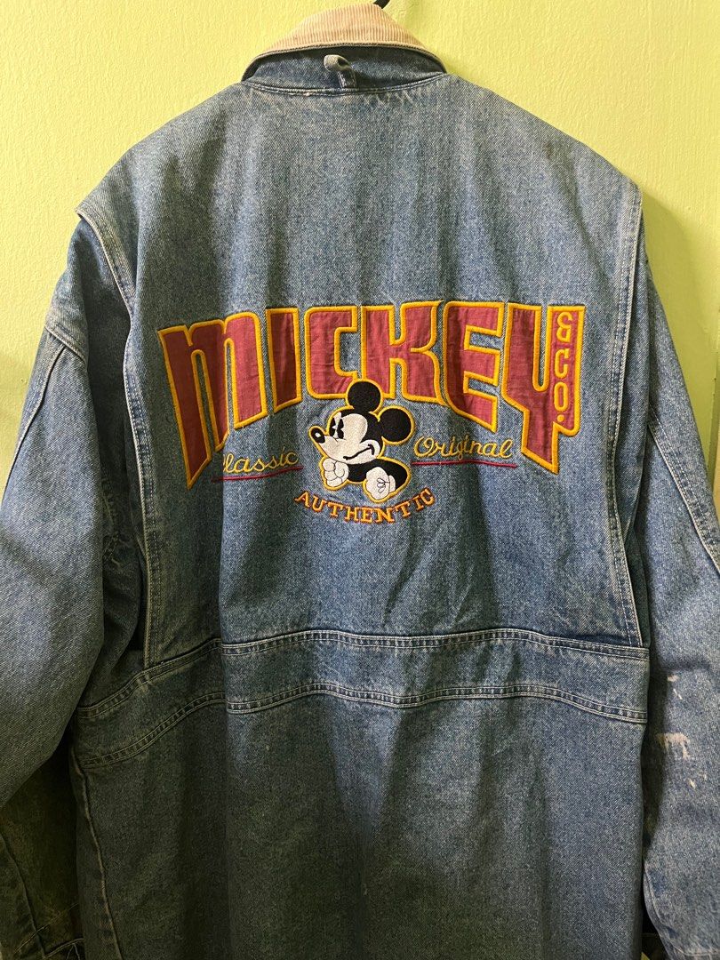 HOT VTG 90s DISNEY MICKEY MOUSE EMBROIDERED CHORE BARN Denim
