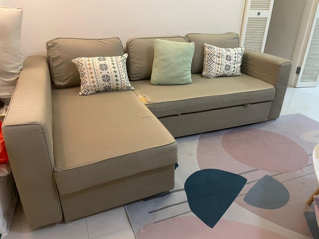 IKEA Friheten 3 person Lshaped Sofa With Storage and Pull Out Bed, 傢俬＆家居, 傢俬, 梳化 Carousell