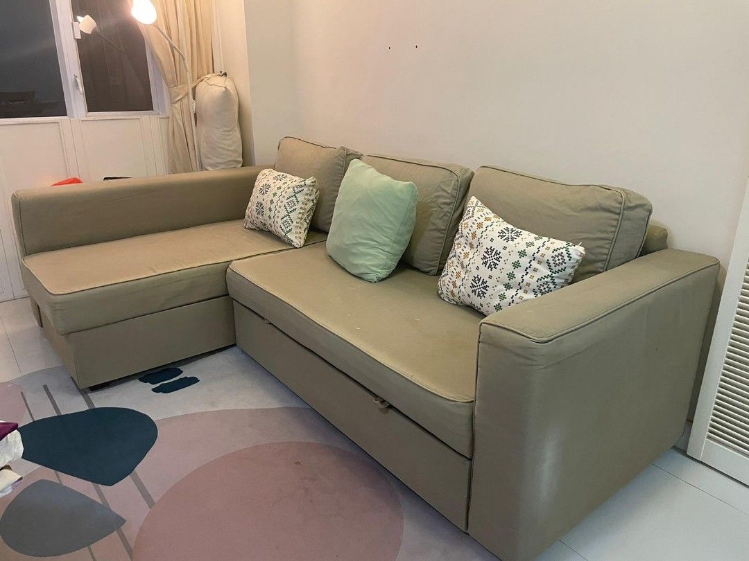 IKEA Friheten 3 person Lshaped Sofa With Storage and Pull Out Bed, 傢俬